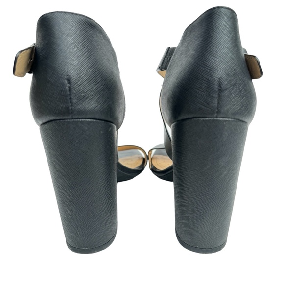 GEOX • Block heel black leather sandals • Size 8 - Picture 2 of 5